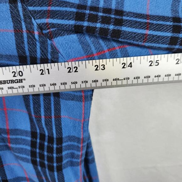 Vintage LL‎ Bean Blue Plaid Flannel Shirt Size Large Tall Distressed Grunge - Picture 8 of 11